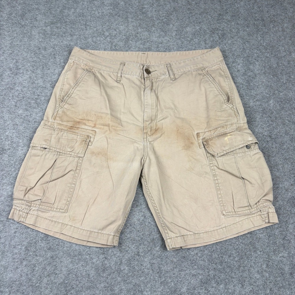 Levi's Cargo Shorts Mens W34 Tan Khaki Y2K Utility Distressed Workwear‎ Outdoor
